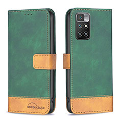 Funda de Cuero Cartera con Soporte Carcasa B02F para Xiaomi Redmi Note 11 4G (2021) Verde