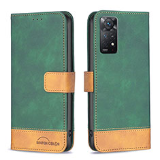 Funda de Cuero Cartera con Soporte Carcasa B02F para Xiaomi Redmi Note 11 Pro 4G Verde