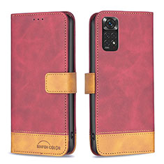 Funda de Cuero Cartera con Soporte Carcasa B02F para Xiaomi Redmi Note 11S 4G Rojo