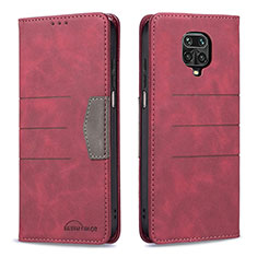 Funda de Cuero Cartera con Soporte Carcasa B02F para Xiaomi Redmi Note 9 Pro Max Rojo