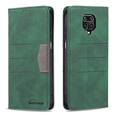 Funda de Cuero Cartera con Soporte Carcasa B02F para Xiaomi Redmi Note 9 Pro Verde