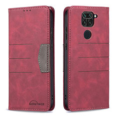 Funda de Cuero Cartera con Soporte Carcasa B02F para Xiaomi Redmi Note 9 Rojo