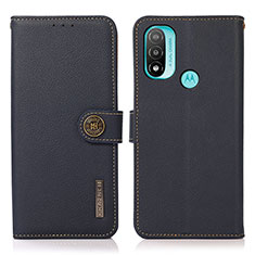 Funda de Cuero Cartera con Soporte Carcasa B02H para Motorola Moto E30 Azul