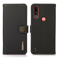 Funda de Cuero Cartera con Soporte Carcasa B02H para Motorola Moto E7 Power Negro