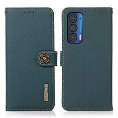 Funda de Cuero Cartera con Soporte Carcasa B02H para Motorola Moto Edge (2021) 5G Verde