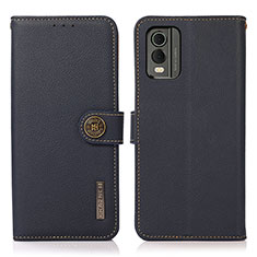 Funda de Cuero Cartera con Soporte Carcasa B02H para Nokia C32 Azul