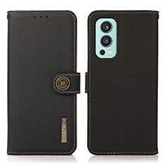 Funda de Cuero Cartera con Soporte Carcasa B02H para OnePlus Nord 2 5G Negro