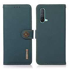 Funda de Cuero Cartera con Soporte Carcasa B02H para OnePlus Nord CE 5G Verde