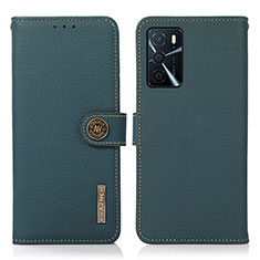 Funda de Cuero Cartera con Soporte Carcasa B02H para Oppo A16s Verde