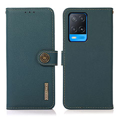 Funda de Cuero Cartera con Soporte Carcasa B02H para Oppo A54 4G Verde