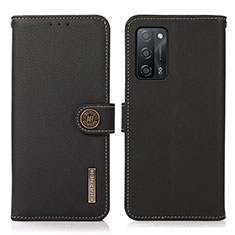 Funda de Cuero Cartera con Soporte Carcasa B02H para Oppo A55 5G Negro