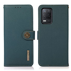 Funda de Cuero Cartera con Soporte Carcasa B02H para Realme 9 5G India Verde