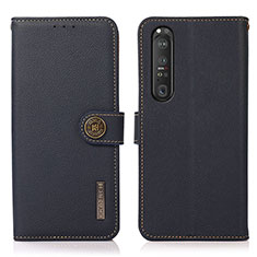 Funda de Cuero Cartera con Soporte Carcasa B02H para Sony Xperia 1 III Azul