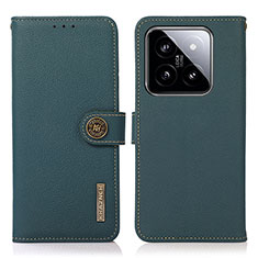 Funda de Cuero Cartera con Soporte Carcasa B02H para Xiaomi Mi 14 5G Verde