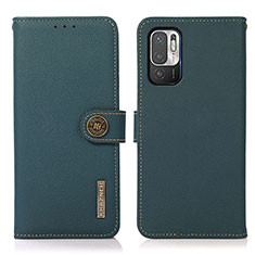 Funda de Cuero Cartera con Soporte Carcasa B02H para Xiaomi POCO M3 Pro 5G Verde