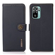 Funda de Cuero Cartera con Soporte Carcasa B02H para Xiaomi Poco M5S Azul