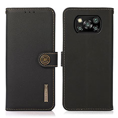 Funda de Cuero Cartera con Soporte Carcasa B02H para Xiaomi Poco X3 NFC Negro