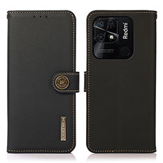 Funda de Cuero Cartera con Soporte Carcasa B02H para Xiaomi Redmi 10 Power Negro