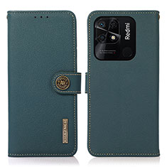 Funda de Cuero Cartera con Soporte Carcasa B02H para Xiaomi Redmi 10C 4G Verde