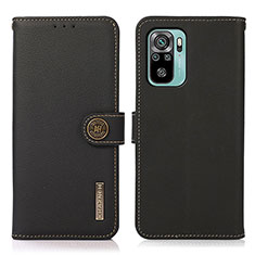 Funda de Cuero Cartera con Soporte Carcasa B02H para Xiaomi Redmi Note 10 4G Negro