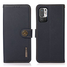 Funda de Cuero Cartera con Soporte Carcasa B02H para Xiaomi Redmi Note 10 5G Azul