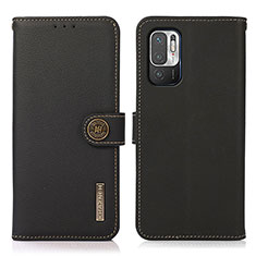 Funda de Cuero Cartera con Soporte Carcasa B02H para Xiaomi Redmi Note 10 5G Negro