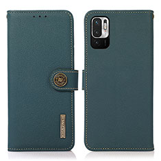 Funda de Cuero Cartera con Soporte Carcasa B02H para Xiaomi Redmi Note 10 JE 5G Verde