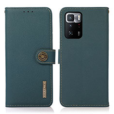 Funda de Cuero Cartera con Soporte Carcasa B02H para Xiaomi Redmi Note 10 Pro 5G Verde