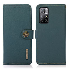 Funda de Cuero Cartera con Soporte Carcasa B02H para Xiaomi Redmi Note 11 5G Verde