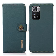 Funda de Cuero Cartera con Soporte Carcasa B02H para Xiaomi Redmi Note 11 Pro+ Plus 5G Verde