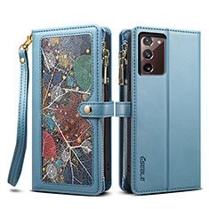 Funda de Cuero Cartera con Soporte Carcasa B02S para Samsung Galaxy Note 20 5G Azul