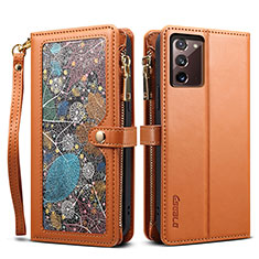 Funda de Cuero Cartera con Soporte Carcasa B02S para Samsung Galaxy Note 20 5G Marron