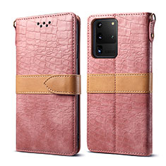 Funda de Cuero Cartera con Soporte Carcasa B02S para Samsung Galaxy S20 Ultra 5G Oro Rosa