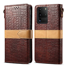 Funda de Cuero Cartera con Soporte Carcasa B02S para Samsung Galaxy S20 Ultra Marron