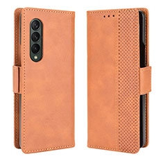 Funda de Cuero Cartera con Soporte Carcasa B02Y para Samsung Galaxy Z Fold3 5G Marron