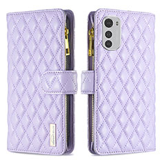 Funda de Cuero Cartera con Soporte Carcasa B03F para Motorola Moto E32 Morado