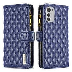 Funda de Cuero Cartera con Soporte Carcasa B03F para Motorola Moto E32s Azul