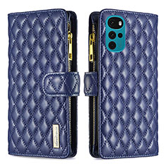 Funda de Cuero Cartera con Soporte Carcasa B03F para Motorola Moto G22 Azul