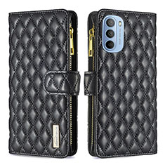 Funda de Cuero Cartera con Soporte Carcasa B03F para Motorola Moto G31 Negro