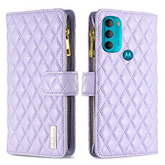 Funda de Cuero Cartera con Soporte Carcasa B03F para Motorola Moto G71 5G Morado