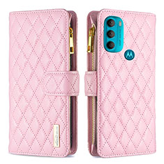 Funda de Cuero Cartera con Soporte Carcasa B03F para Motorola Moto G71 5G Rosa