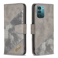 Funda de Cuero Cartera con Soporte Carcasa B03F para Nokia G11 Gris Oscuro