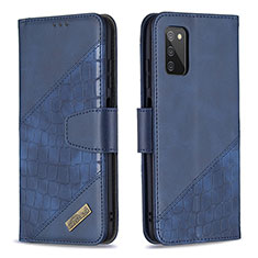 Funda de Cuero Cartera con Soporte Carcasa B03F para Samsung Galaxy A02s Azul