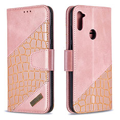 Funda de Cuero Cartera con Soporte Carcasa B03F para Samsung Galaxy A11 Oro Rosa