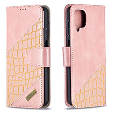 Funda de Cuero Cartera con Soporte Carcasa B03F para Samsung Galaxy A12 5G Oro Rosa