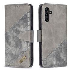 Funda de Cuero Cartera con Soporte Carcasa B03F para Samsung Galaxy A13 5G Gris Oscuro