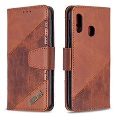 Funda de Cuero Cartera con Soporte Carcasa B03F para Samsung Galaxy A20e Marron