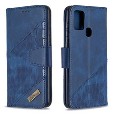 Funda de Cuero Cartera con Soporte Carcasa B03F para Samsung Galaxy A21s Azul