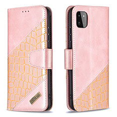 Funda de Cuero Cartera con Soporte Carcasa B03F para Samsung Galaxy A22 5G Oro Rosa