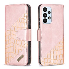 Funda de Cuero Cartera con Soporte Carcasa B03F para Samsung Galaxy A23 4G Oro Rosa